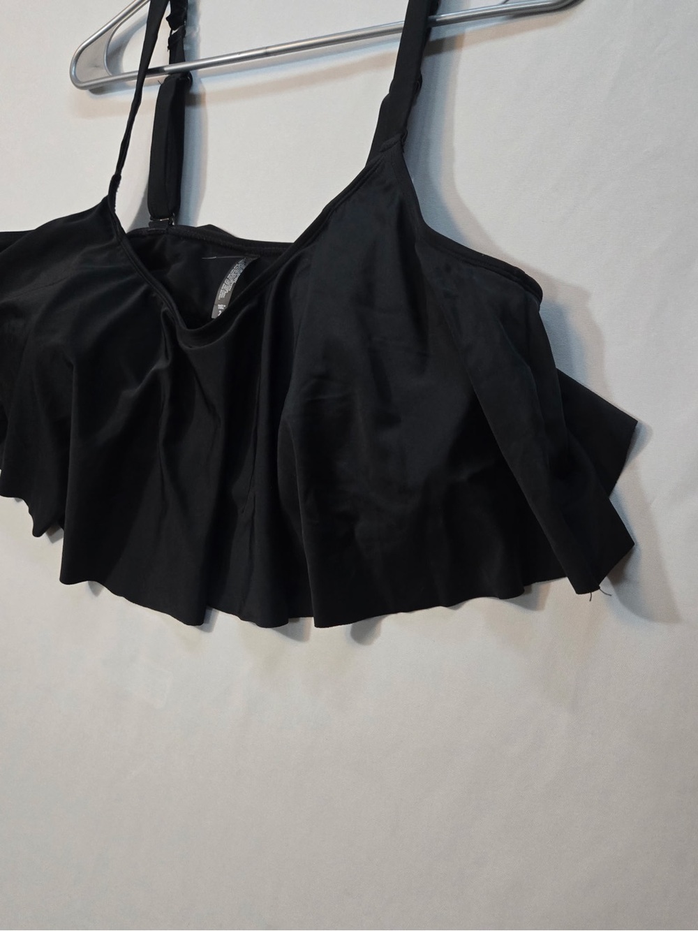 Women's Black Flounce Bikini Top - Ruffled Swim Tankini